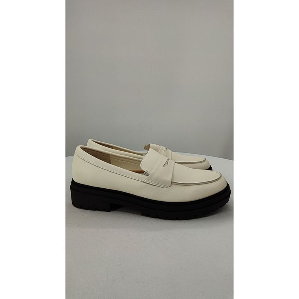 Quince Women Italian Leather Lug Sole Loafer Bone Shoes 10